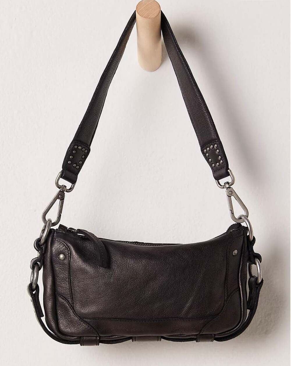 Free People Lillie Leather Shoulder Bag Black